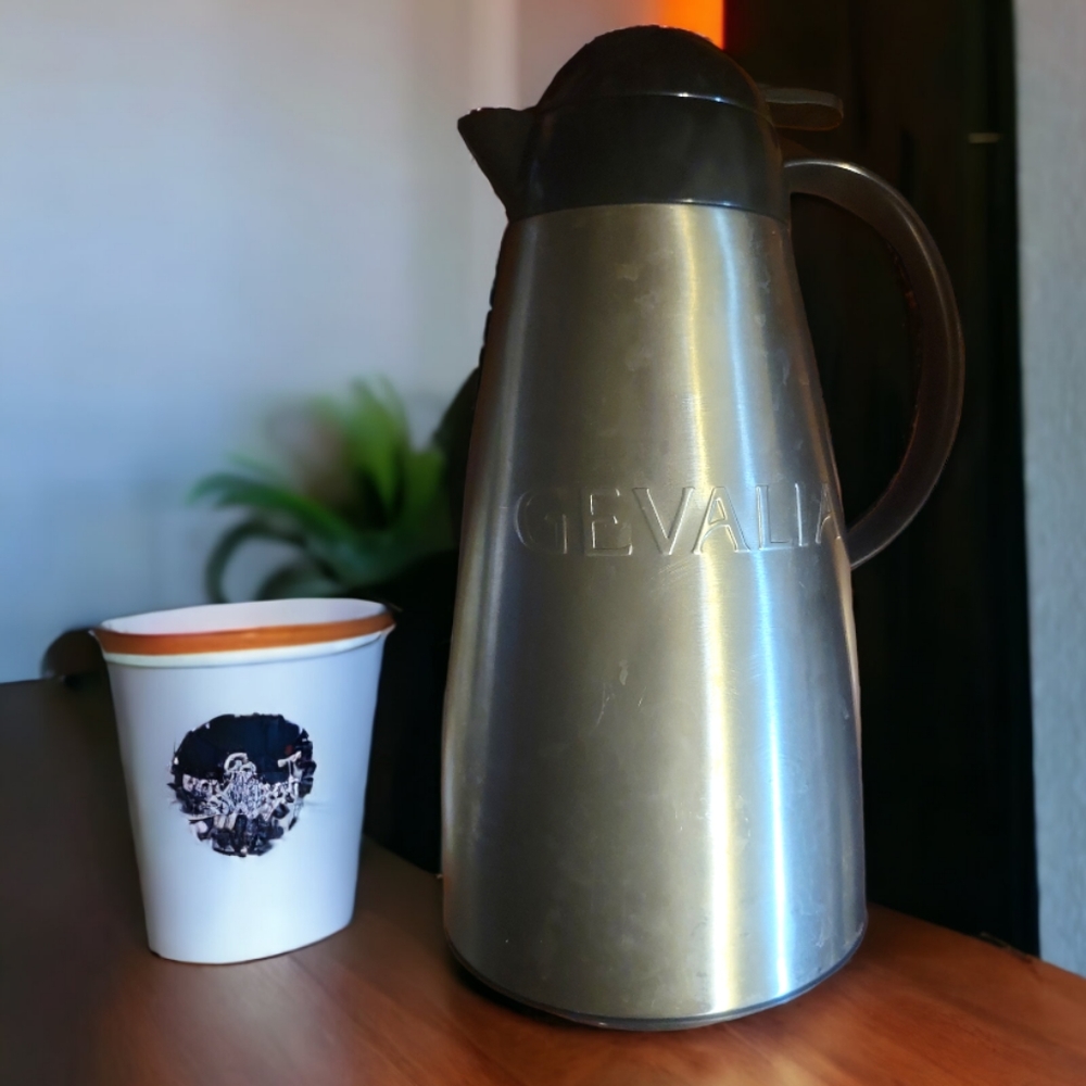 Vtg Gevalia Thermal Stainless Carafe Insulated Coffee/Tea/Hot Server Thermos 1Qt